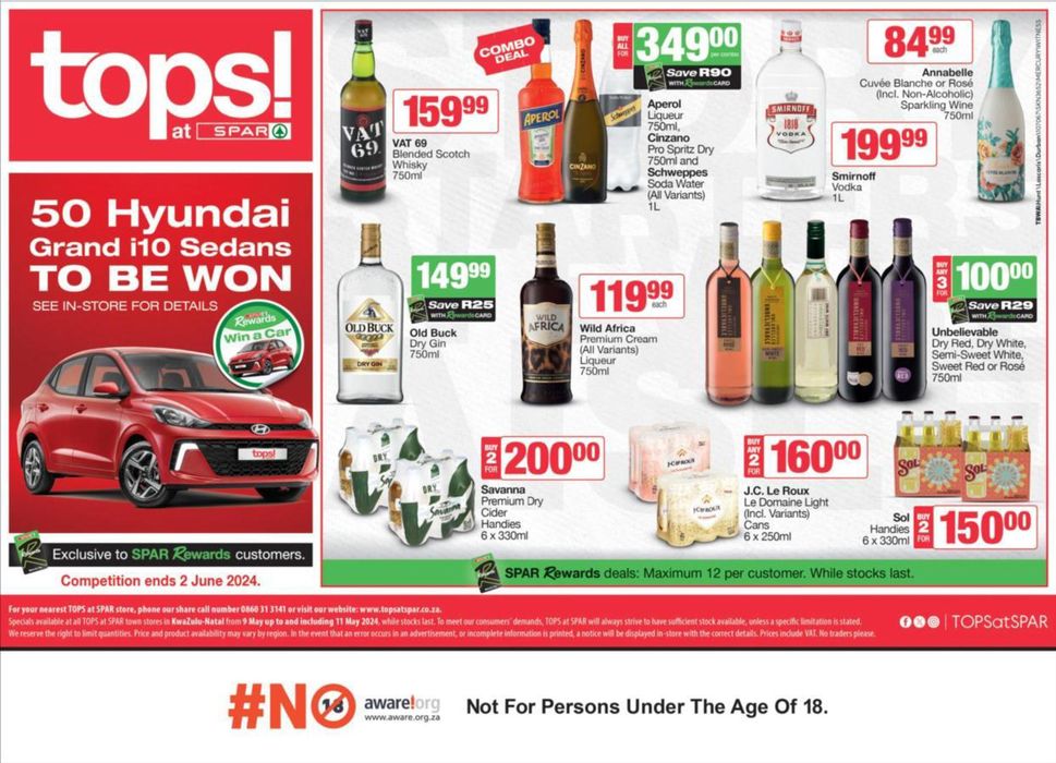 Tops Spar catalogue in Umhlanga Rocks | Spar Tops Specials | 2024/05/10 - 2024/06/02