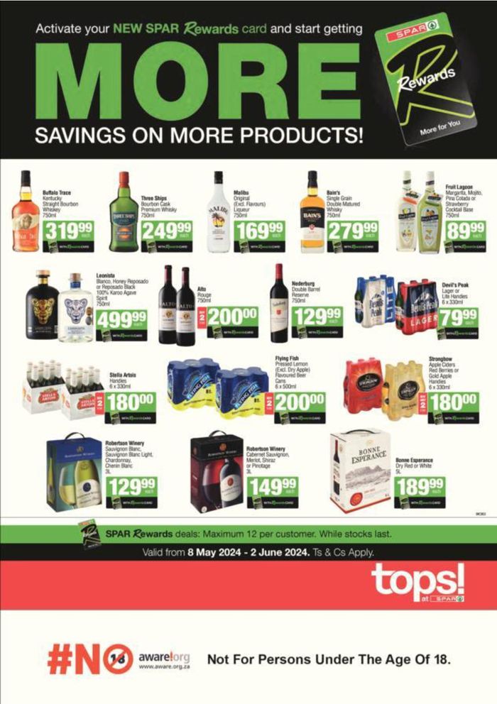 Tops Spar catalogue in Bonnievale | Spar Tops Specials | 2024/05/10 - 2024/06/02