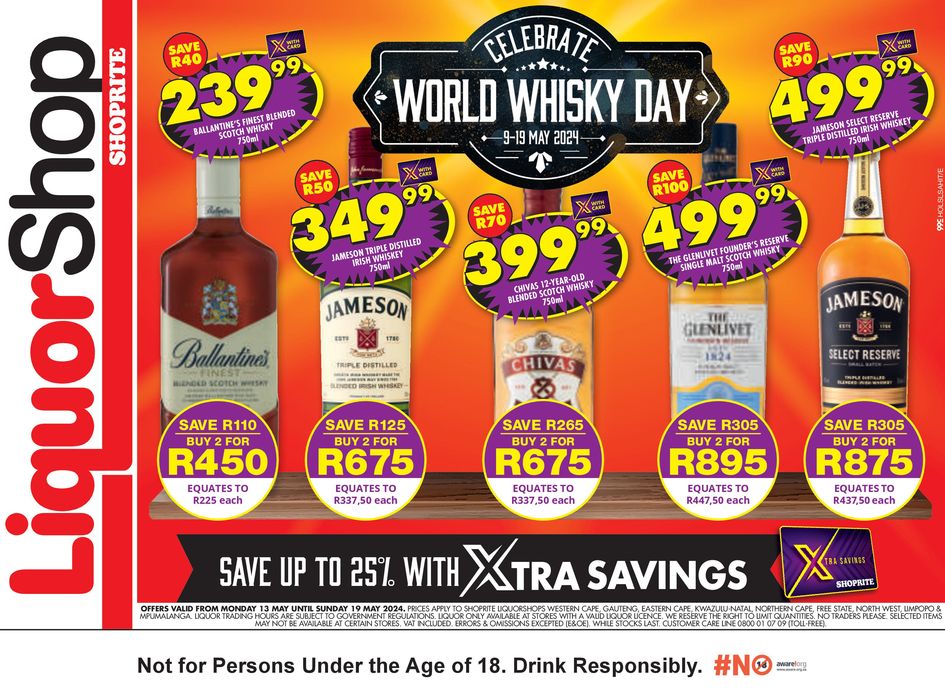 Shoprite LiquorShop catalogue in Jeffreys Bay | Shoprite LiquorShop Whisky Day Deals until 19 May | 2024/05/14 - 2024/05/19