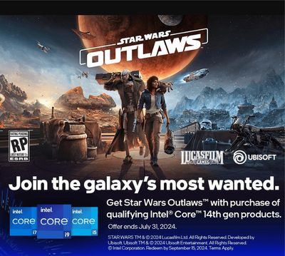 Electronics & Home Appliances offers in Hammarsdale | Get Star Wars Outlaws™ with purchase of qualifying Intel® Core™ 14th gen products in Wootware | 2024/05/14 - 2024/07/31