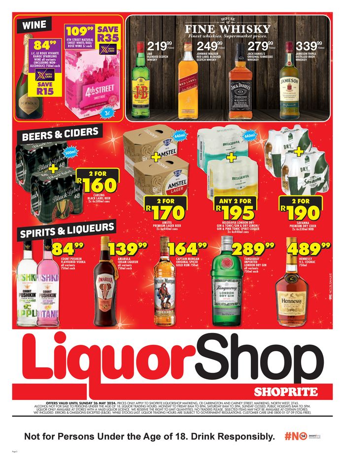Shoprite LiquorShop catalogue in Hartswater | Shoprite LiquorShop Mafikeng Leaflet | 2024/05/15 - 2024/05/26