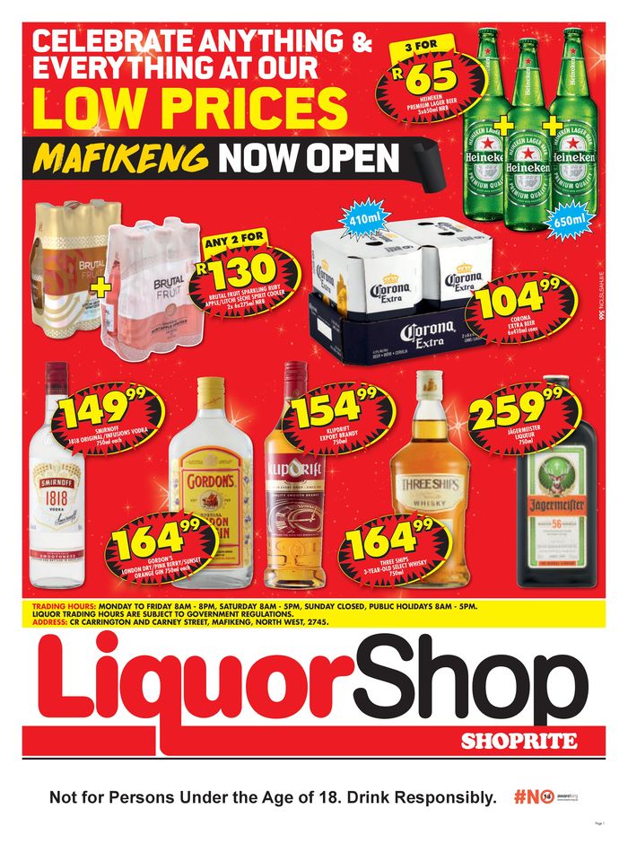 Shoprite catalogue in Schweizer-Reneke | Shoprite LiquorShop Mafikeng Leaflet | 2024/05/15 - 2024/05/26