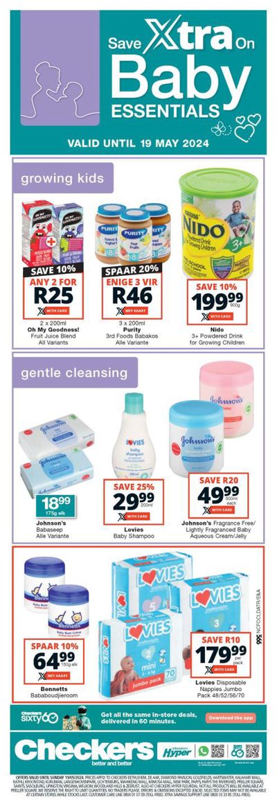 Checkers catalogue in Bloemfontein | Checkers Xtra Savings on Baby | 2024/05/16 - 2024/05/19