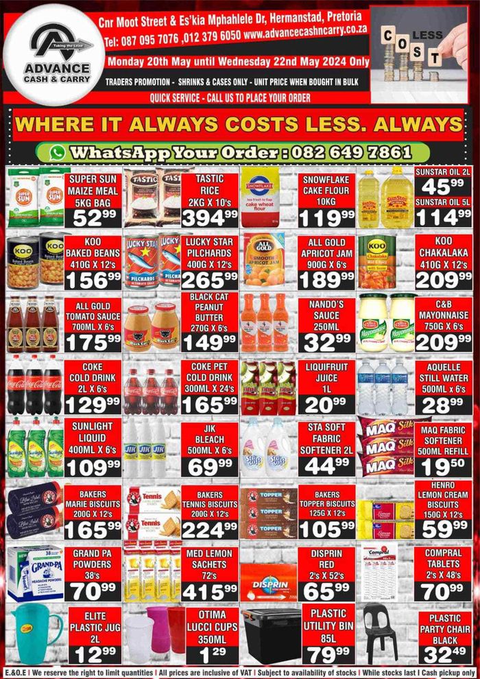 Advance Cash n Carry catalogue in Centurion | Advance Cash n Carry weekly specials | 2024/05/22 - 2024/05/22