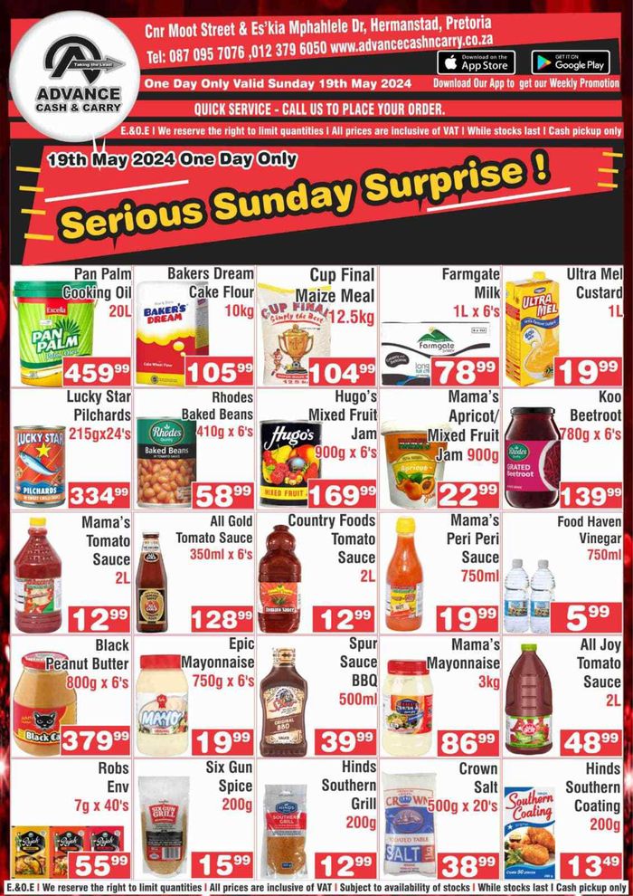 Advance Cash n Carry catalogue in Centurion | Advance Cash n Carry weekly specials | 2024/05/22 - 2024/05/22