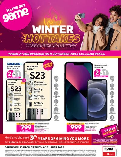 Electronics & Home Appliances offers in Johannesburg | Winter Hot Takes in Game | 2024/07/05 - 2024/08/06