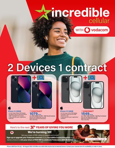 Electronics & Home Appliances offers in Sandton | Tech On Contract - Vodacom in Incredible Connection | 2024/07/11 - 2024/08/06
