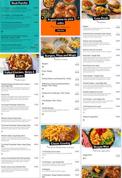 Restaurants offers | MENU 2024 in Nandos | 2024/07/15 - 2024/10/31