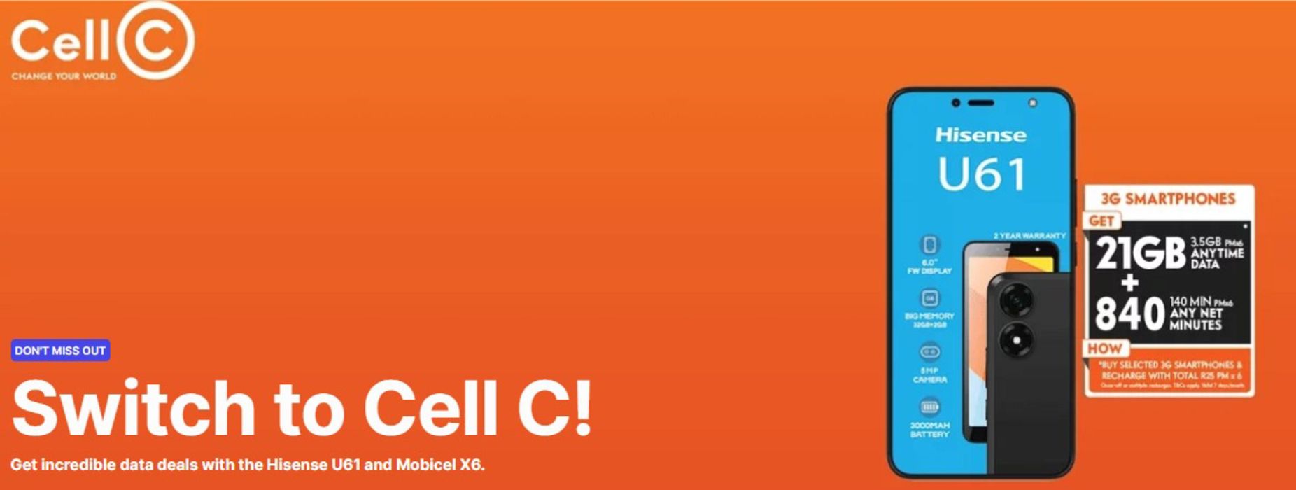 Hi catalogue in Pretoria | Switch to Cell C!Data deals  | 2024/07/15 - 2024/07/29