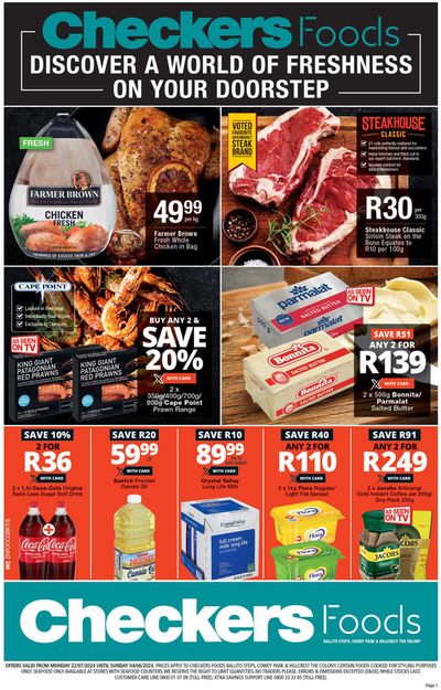 Groceries offers in Pietermaritzburg | Checkers weekly specials in Checkers | 2024/07/22 - 2024/08/04
