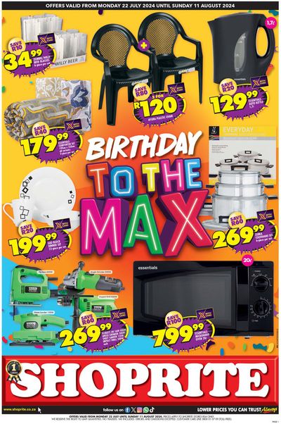 Groceries offers in Bloemfontein | Shoprite Birthday Favourites  in Shoprite | 2024/07/23 - 2024/08/11