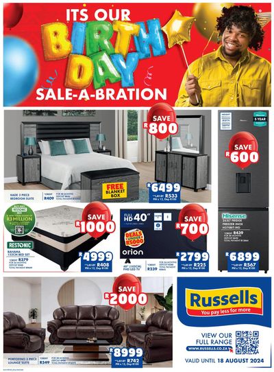 Home & Furniture offers in Benoni | Birthday Deals in Russells | 2024/07/23 - 2024/08/18