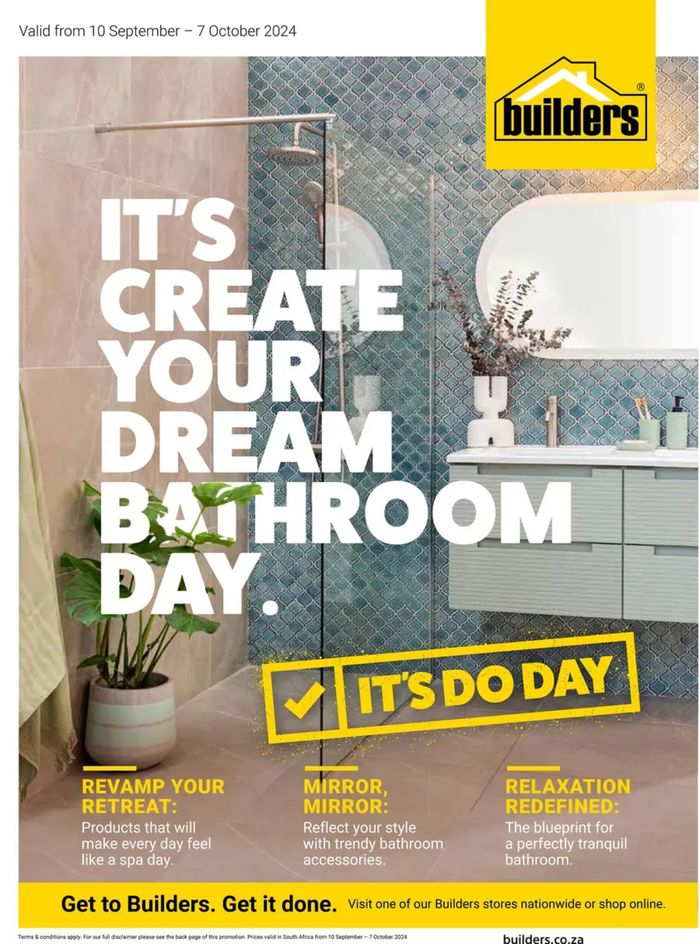 Builders catalogue in Pinetown |  It's Create Your Dream Bathroom Day | 2024/09/10 - 2024/10/07