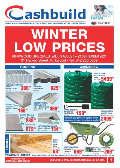 Cashbuild catalogue in Kroonstad | Winter Low prices. | 2024/09/13 - 2024/09/22