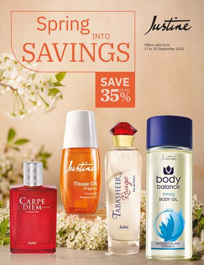 Beauty & Pharmacy offers in Ladybrand | Justine SPRING INTO SAVING in Justine | 2024/09/17 - 2024/09/30