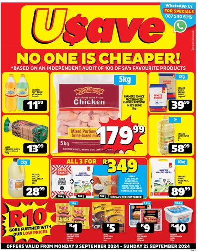 Groceries offers in Klipgat | Usave Mid Month Leaflet Gauteng  in Usave | 2024/09/18 - 2024/09/22