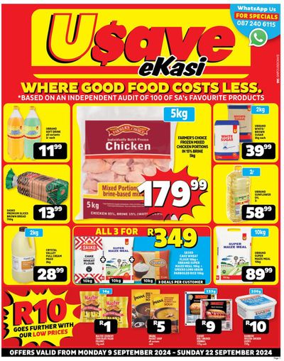 Usave catalogue in Daveyton | Usave weekly specials | 2024/09/18 - 2024/09/22