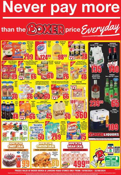 Boxer catalogue in Pietermaritzburg | Berea Weekly Specials | 2024/09/19 - 2024/09/22