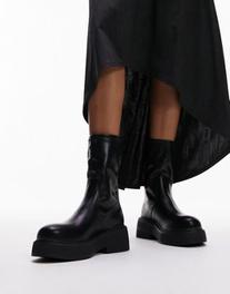 Topshop Laura textured sole ankle sock boot in black offers at R 30,32 in Asos