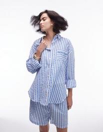 Topshop co-ord stripe beach shirt in blue offers at R 36 in Asos