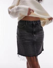 Topshop denim high waist mini skirt in washed black offers at R 15 in Asos