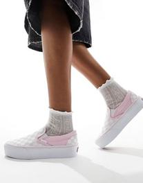 Vans classic slip on platform trainers in pink and white offers at R 65 in Asos