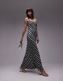 Topshop scoop neck slip maxi dress in stripe print offers at R 59 in Asos