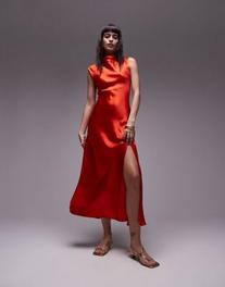 Topshop drape neck maxi dress in red offers at R 59 in Asos