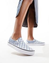Vans classic slip on trainers in blue checkerboard offers at R 60 in Asos
