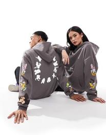ASOS DESIGN Disney unisex oversized hoodie in charcoal with multi Mickey Mouse and friends prints offers at R 41,99 in Asos
