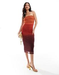 New Look mesh ombre midi dress in orange offers at R 25,99 in Asos