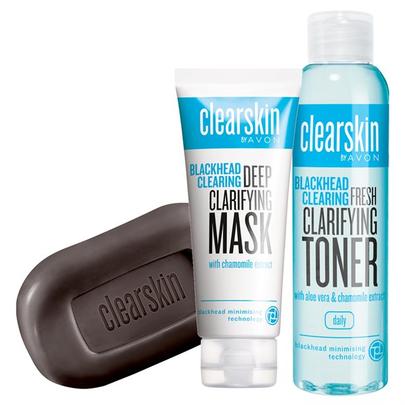 Clearskin Pore & Shine Control Charcoal Cleansing Bar, Blackhead Clearing Clarifying Mask & Toner offers at R 169 in AVON