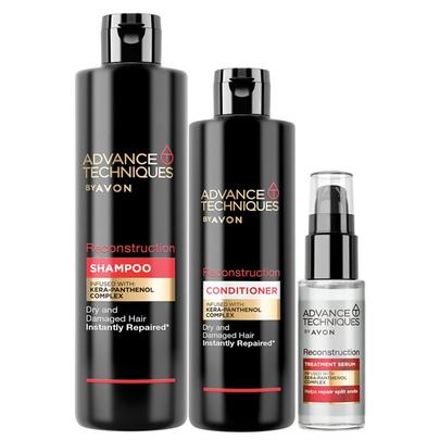 Advance Techniques Reconstruction Shampoo, Conditioner & Treatment Serum offers at R 199 in AVON