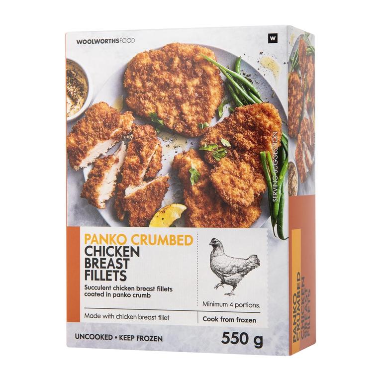 Frozen Panko Crumbed Chicken Breast Fillets 550 g offers at R 114,99 in Woolworths
