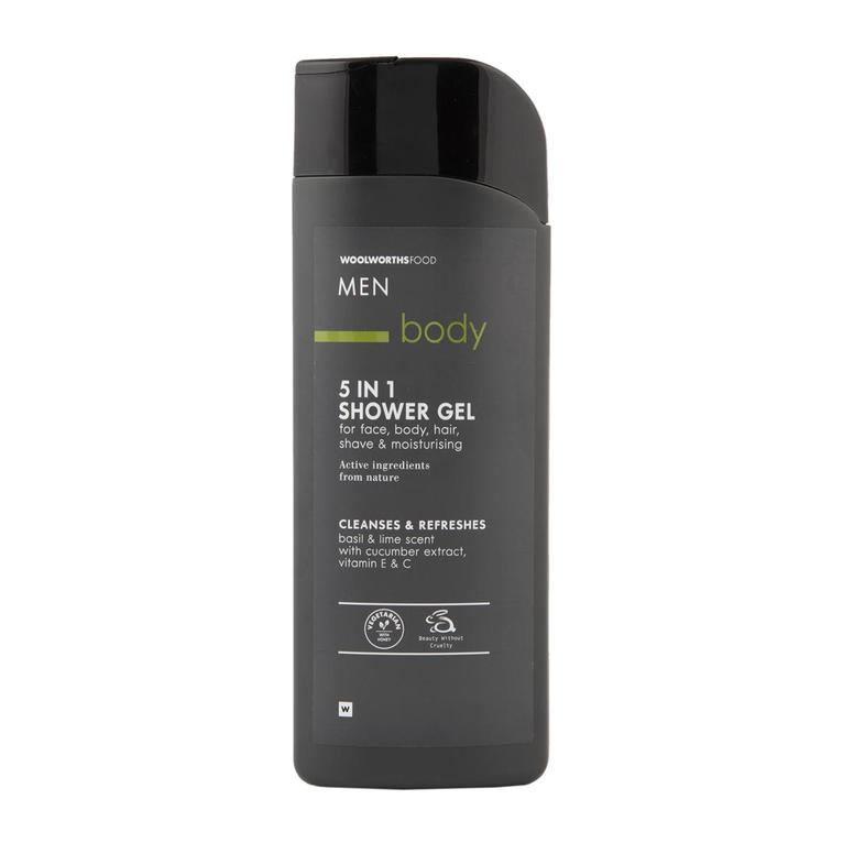 Basil and Lime 5-in-1 Men's Shower Gel 400 ml offers at R 82,99 in Woolworths
