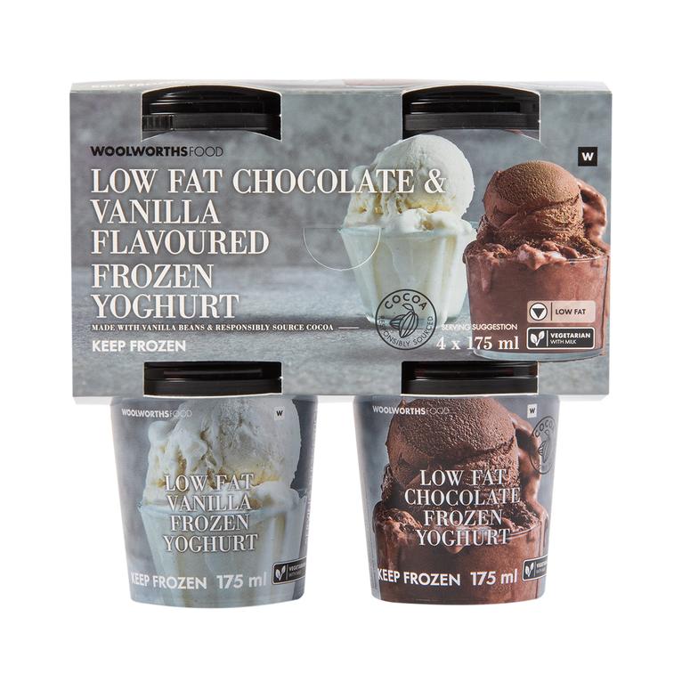 Low Fat Chocolate & Vanilla Frozen Yoghurt Selection 4 x 175 ml offers at R 91,99 in Woolworths