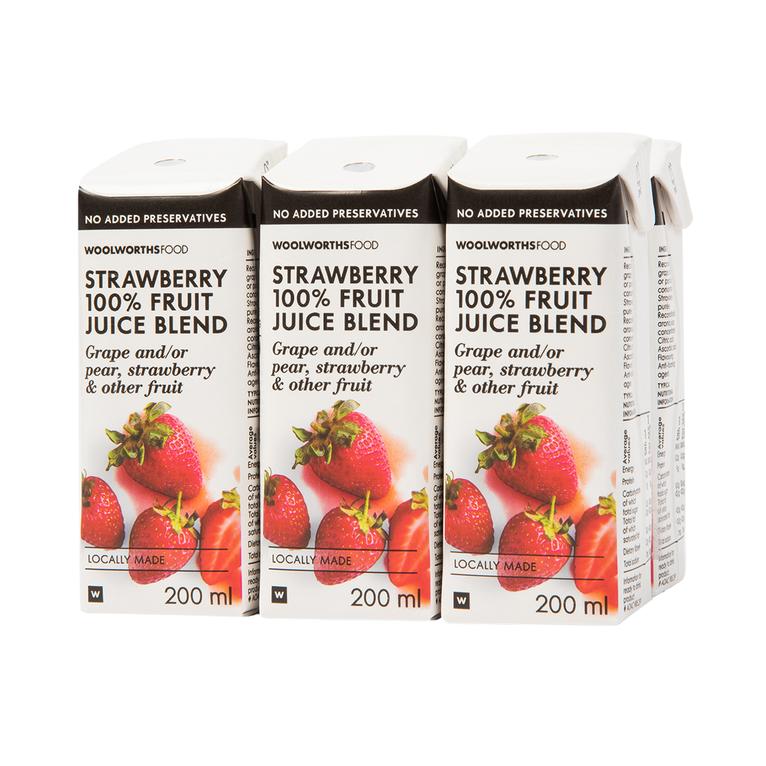 Strawberry 100 % Fruit Juice Blend 6 x 200 ml offers at R 62,99 in Woolworths