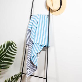 Estee Stripe Fouta Bag - Turquoise/Navy offers at R 149 in Whitehouse