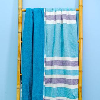 Cotton Bay Royal Stripe Backed Fouta - Green / Purple offers at R 149 in Whitehouse