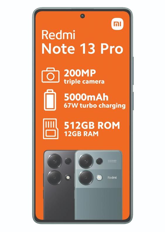 Xiaomi Redmi Note 13 Pro 512GB 5G DS + Xiaomi Smart Air Fryer 6.5L  - RED Core 1.3GB 100min offers at R 499 in Vodacom