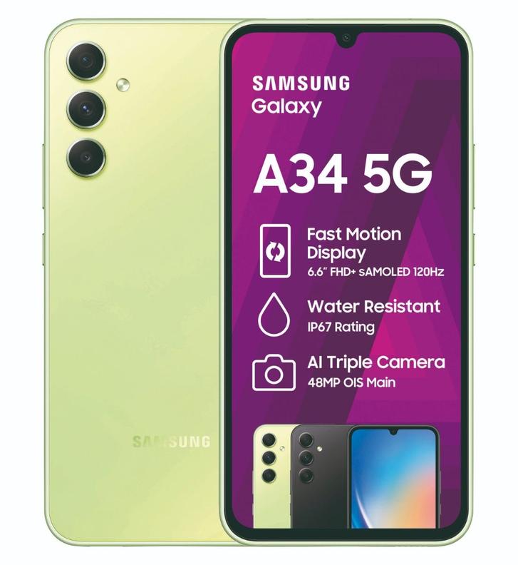 Samsung Galaxy A34 5G 128GB DS + Samsung Galaxy A34 5G 128GB DS (Online Only) - RED Core 650MB 50min offers at R 499 in Vodacom