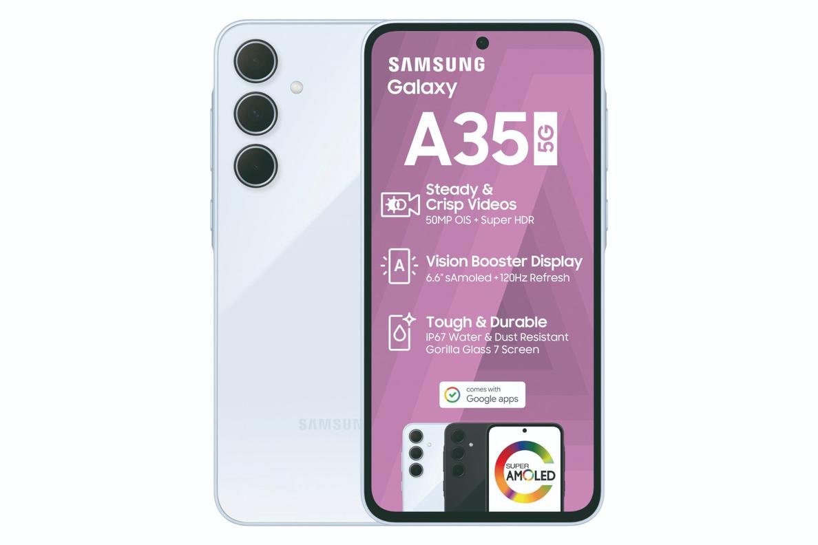 2x Samsung Galaxy A35 128GB 5G DS + 2x Samsung Galaxy Fit3 (Online Only) - RED Core 650MB 50min offers at R 599 in Vodacom