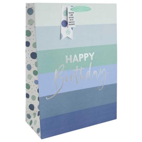 Happy Birthday Blue Striped Medium Gift Bag offers at R 39,9 in ToysRUs