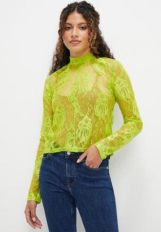 Lace turtleneck - lime offers at R 104 in Superbalist