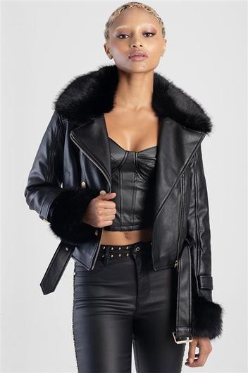 Flight Jacket With Faux Fur Trims And Double Breast Detail offers at R 1899 in Sissy Boy
