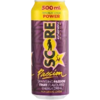 Score Sparkling Passion Fruit Flavoured Energy Drink Can 500ml offers at R 9,99 in Shoprite