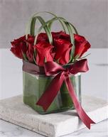 Elegant Red Roses In Clear Square Vase offers at R 390 in Netflorist