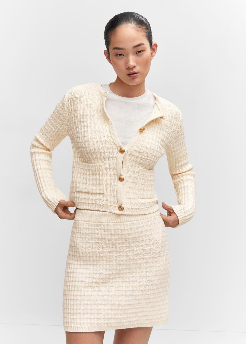 Textured knit cardigan offers at R 899 in Mango