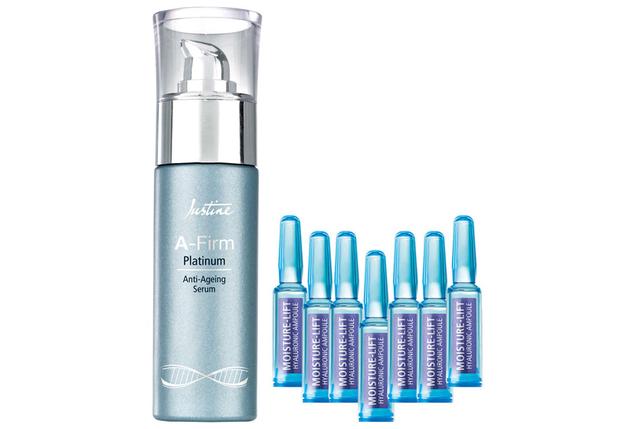 A-Firm Platinum Anti-Ageing Serum & Intensive Moisture-Lift Hyaluronic Ampoules offers at R 469 in Justine