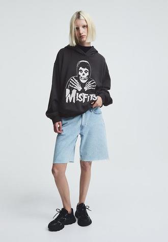 Oversized motif-detail hoodie - grey offers at R 429 in H&M